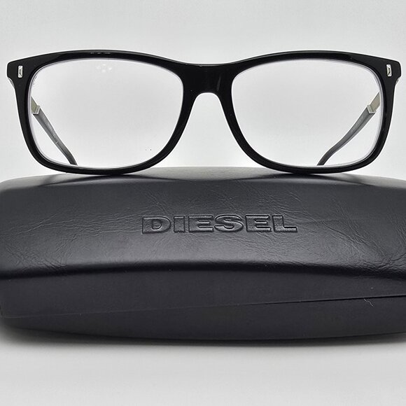 Diesel DL5199-3 001 Shiny Black Matte Silver Eyeglasses Frame w/ Case 53-15-145 - Picture 1 of 16